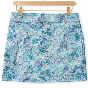 Talbots Floral Paisley Pencil Skirt 20W Blue Cotton Stretch Plus